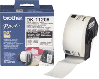 Nhãn Brother DK11208,Black on White, khổ rộng 38mm x 90mm, 400 nhãn